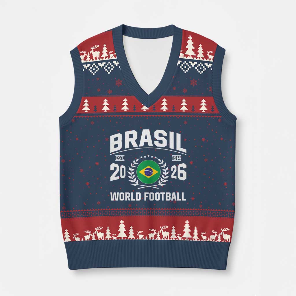 Brasil Flag Brazil Soccer Football Fan V-Neck Knit Sweater Vest
