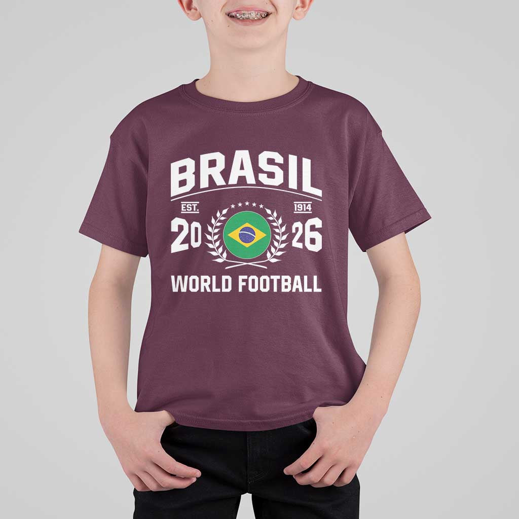 Brasil Flag Brazil Soccer Football Fan T Shirt For Kid