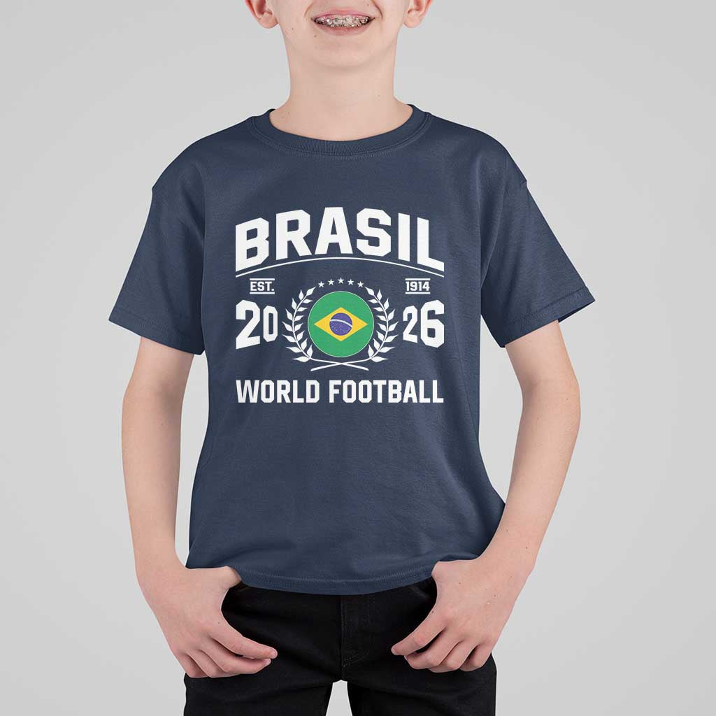 Brasil Flag Brazil Soccer Football Fan T Shirt For Kid