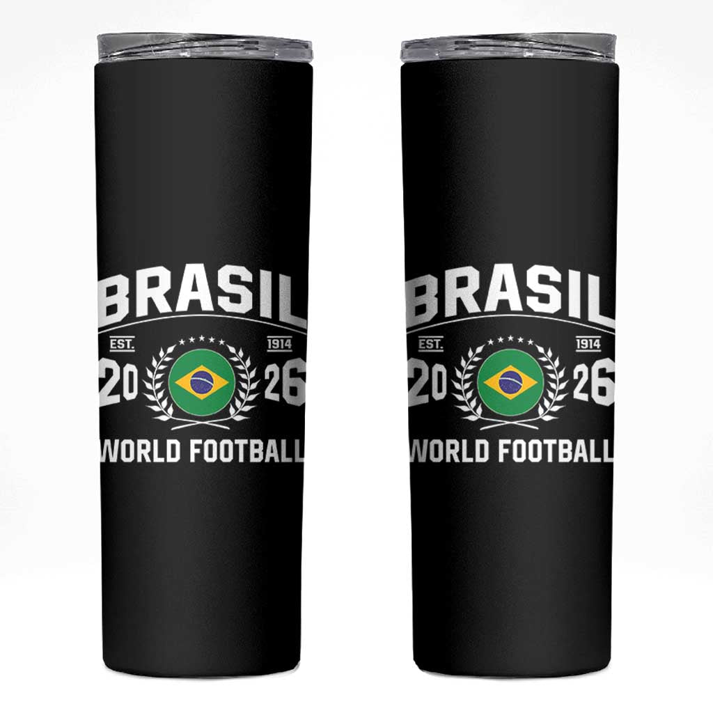 Brasil Flag Brazil Soccer Football Fan Skinny Tumbler