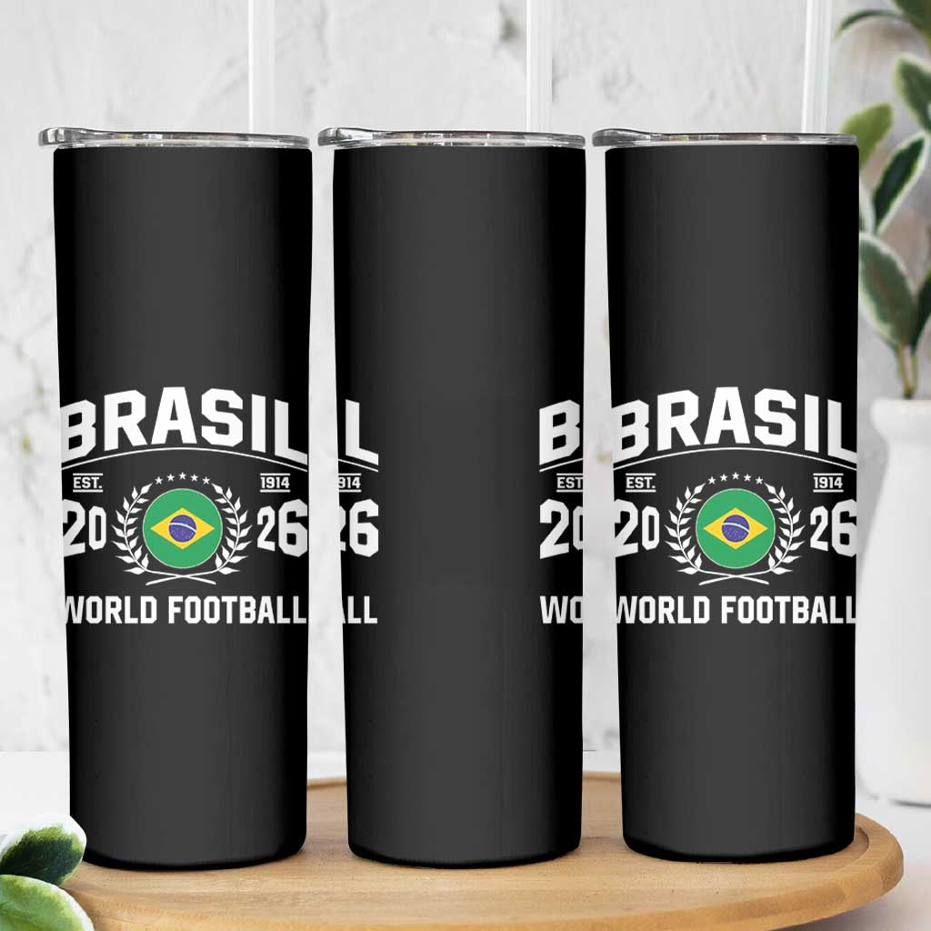 Brasil Flag Brazil Soccer Football Fan Skinny Tumbler
