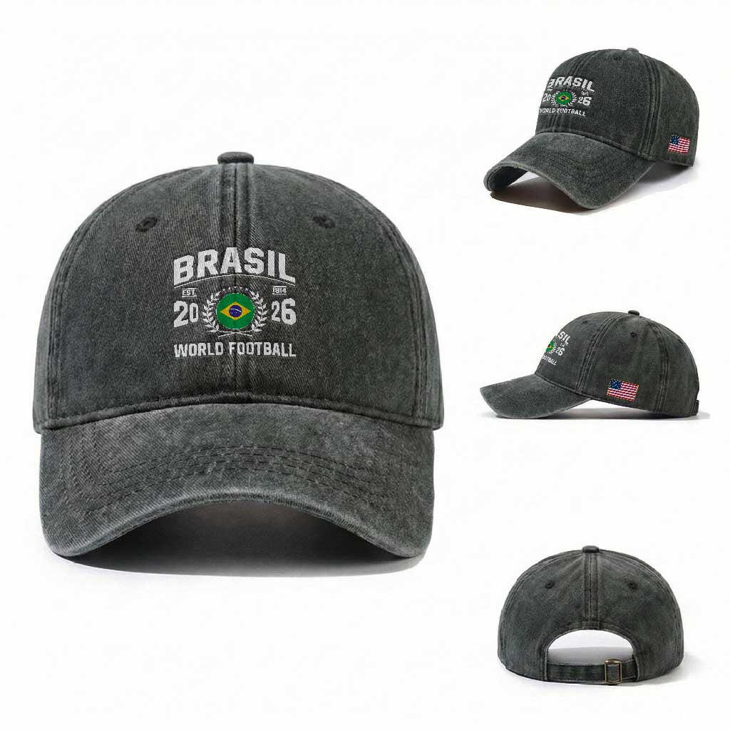 Brasil Flag Brazil Soccer Football Fan Washed Cotton Baseball Cap