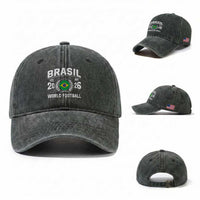 Brasil Flag Brazil Soccer Football Fan Washed Cotton Baseball Cap