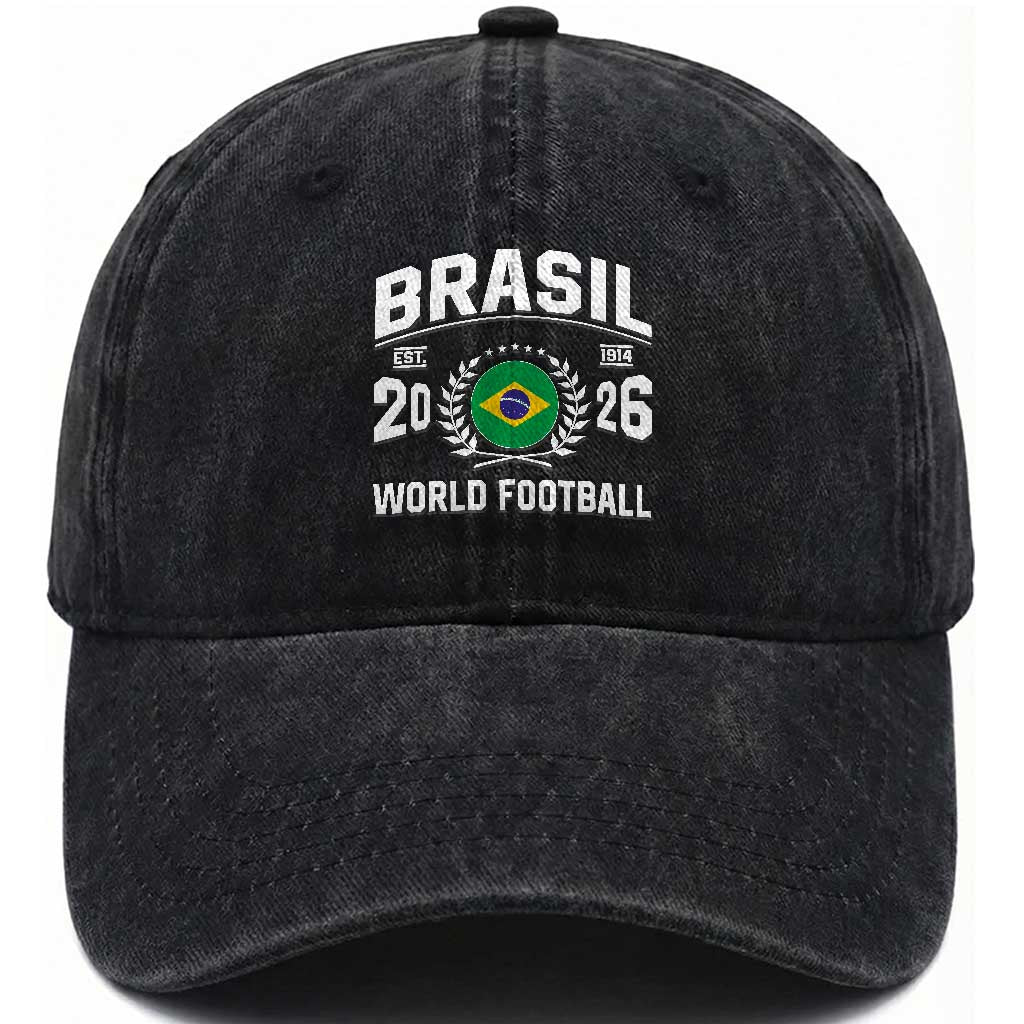 Brasil Flag Brazil Soccer Football Fan Washed Cotton Baseball Cap