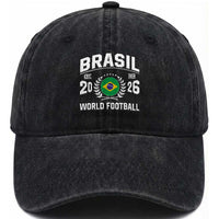 Brasil Flag Brazil Soccer Football Fan Washed Cotton Baseball Cap