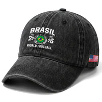 Brasil Flag Brazil Soccer Football Fan Washed Cotton Baseball Cap