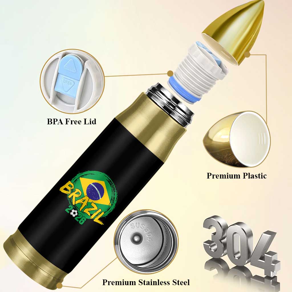 Brazil Soccer Fan Brasil Flag Bullet Tumbler Brazilian Football Game Day Supporter