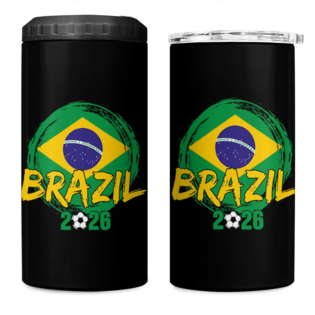 Brazil Soccer Fan Brasil Flag 4 in 1 Can Cooler Tumbler Brazilian Football Game Day Supporter