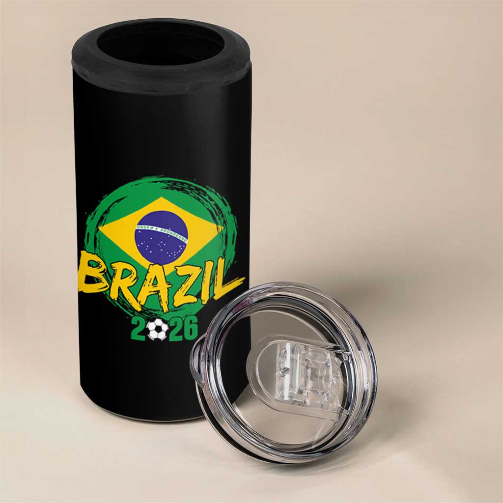 Brazil Soccer Fan Brasil Flag 4 in 1 Can Cooler Tumbler Brazilian Football Game Day Supporter