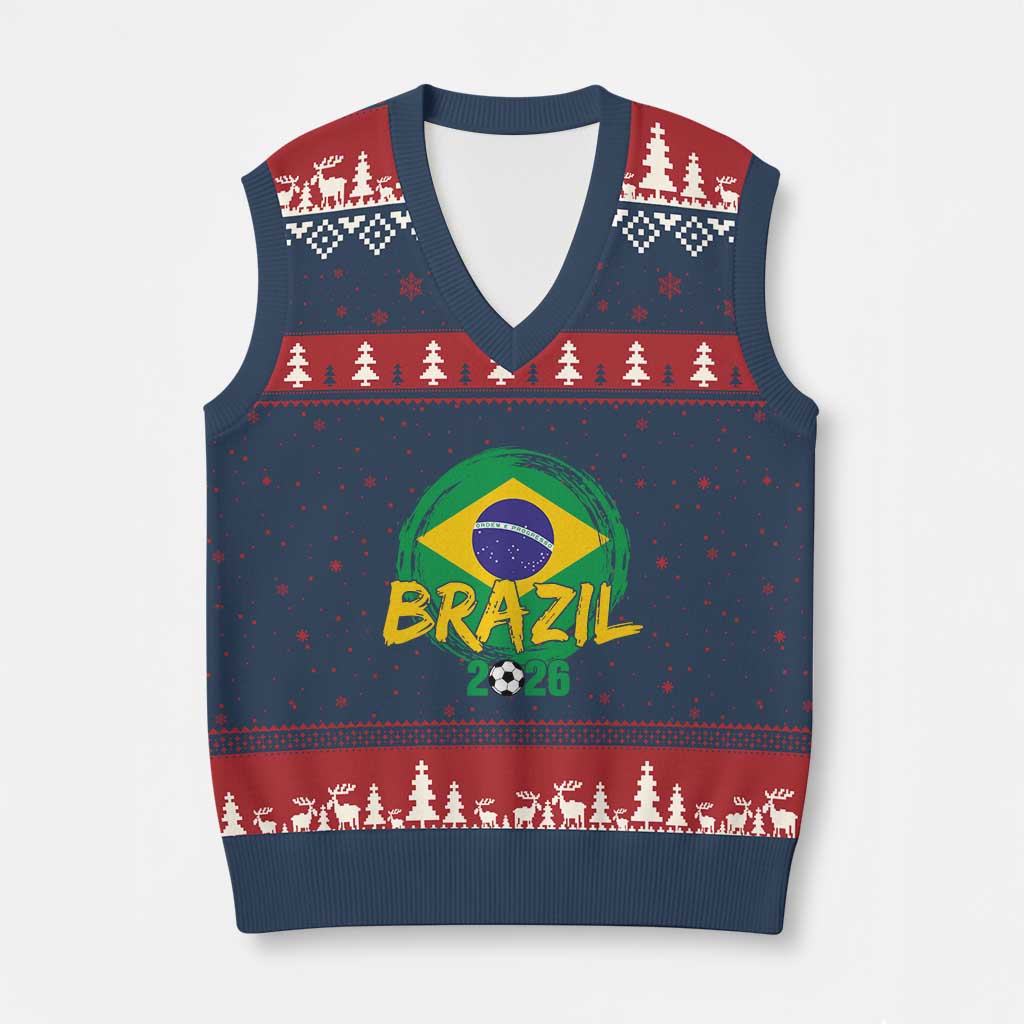 Brazil Soccer Fan Brasil Flag V-Neck Knit Sweater Vest Brazilian Football Game Day Supporter
