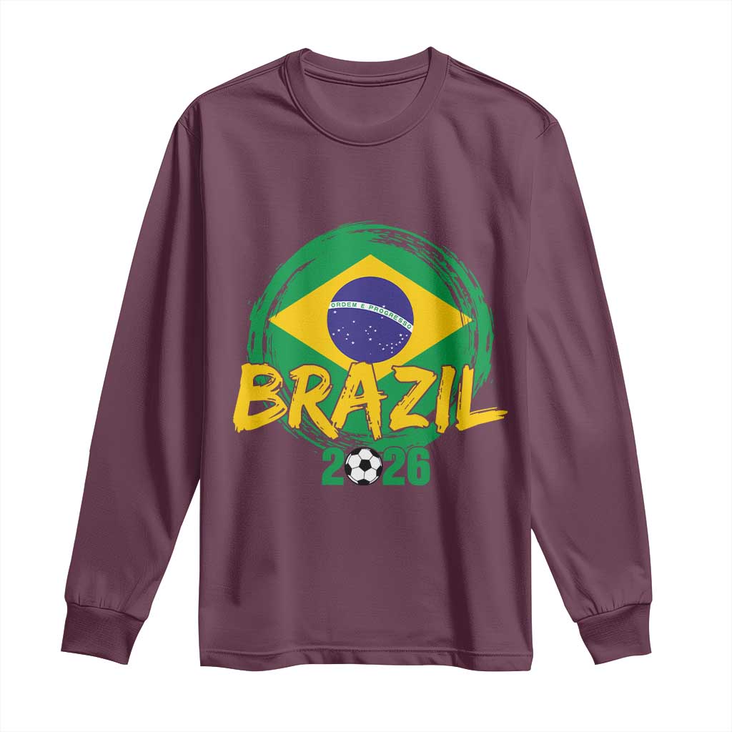 Brazil Soccer Fan Brasil Flag Long Sleeve Shirt Brazilian Football Game Day Supporter