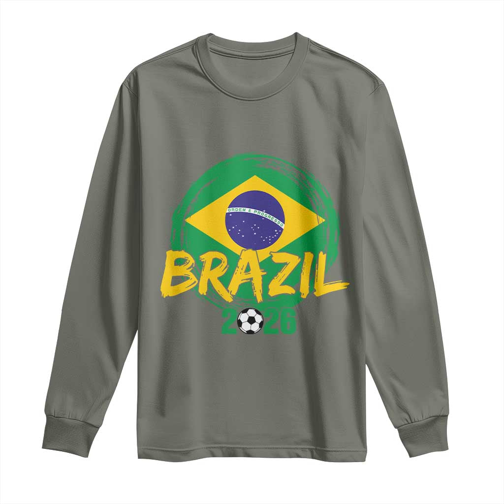 Brazil Soccer Fan Brasil Flag Long Sleeve Shirt Brazilian Football Game Day Supporter