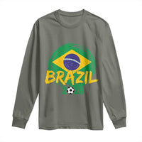 Brazil Soccer Fan Brasil Flag Long Sleeve Shirt Brazilian Football Game Day Supporter