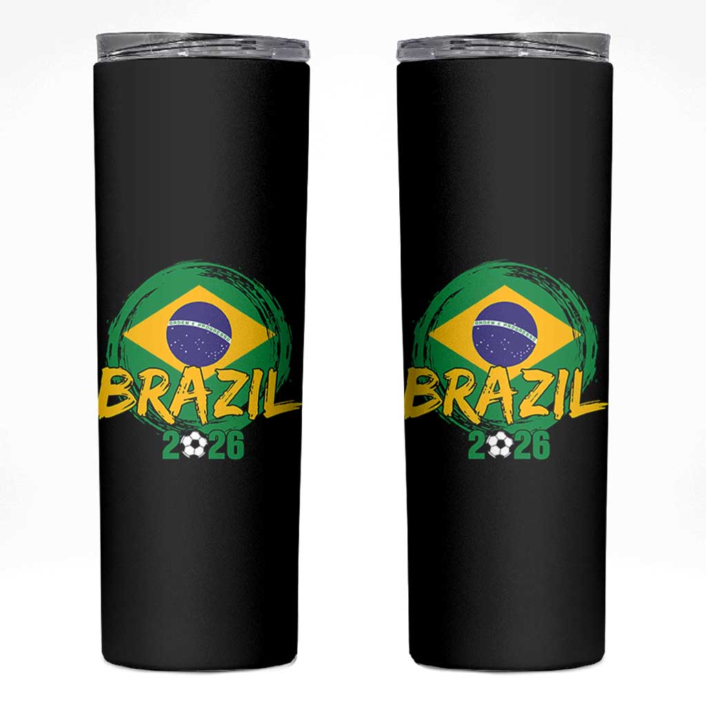 Brazil Soccer Fan Brasil Flag Skinny Tumbler Brazilian Football Game Day Supporter