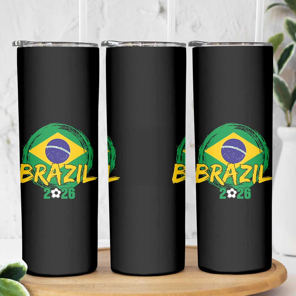 Brazil Soccer Fan Brasil Flag Skinny Tumbler Brazilian Football Game Day Supporter