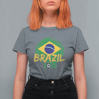 Brazil Soccer Fan Brasil Flag T Shirt For Women Brazilian Football Game Day Supporter