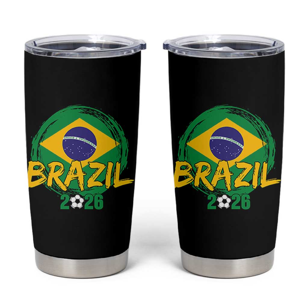 Brazil Soccer Fan Brasil Flag Tumbler Cup Brazilian Football Game Day Supporter