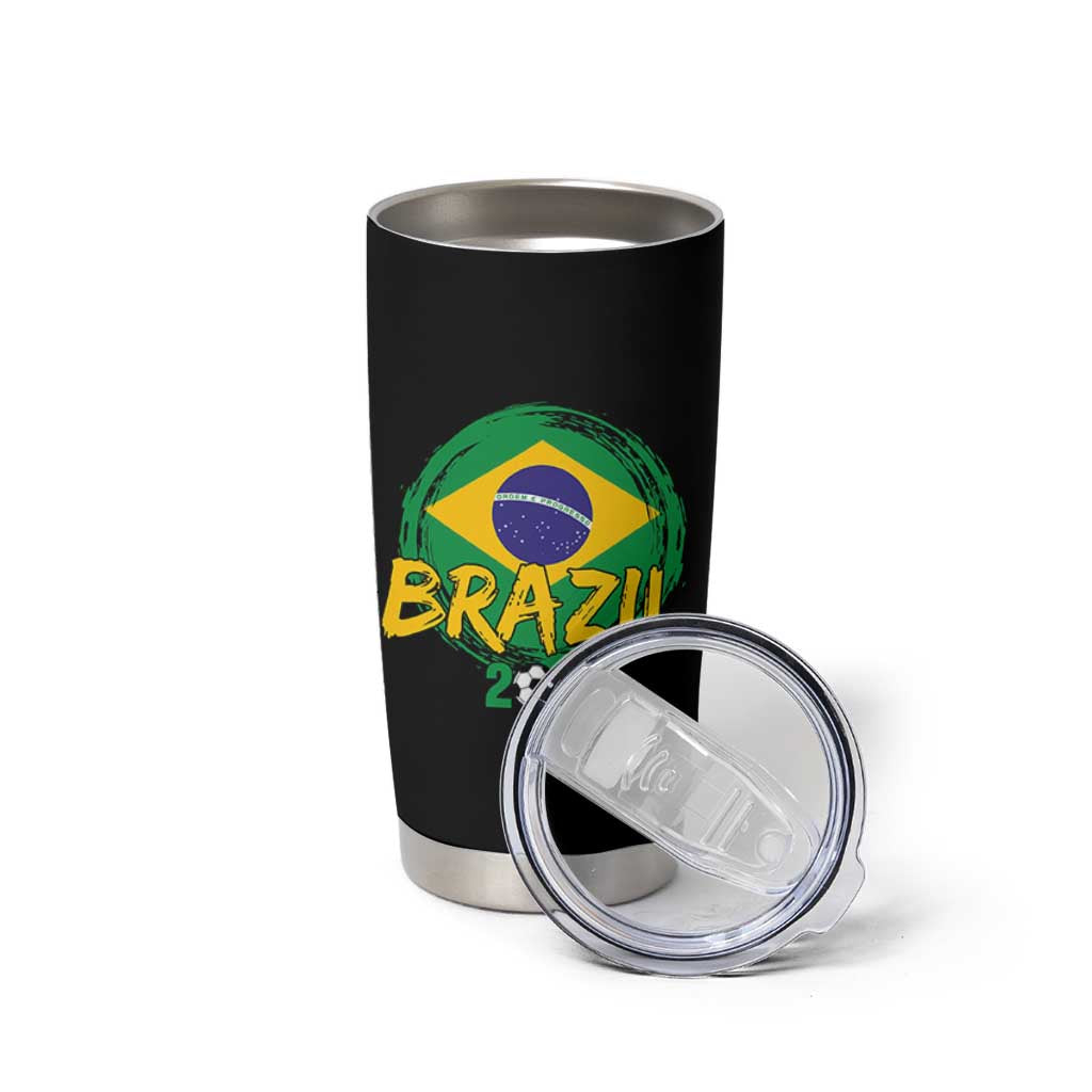 Brazil Soccer Fan Brasil Flag Tumbler Cup Brazilian Football Game Day Supporter