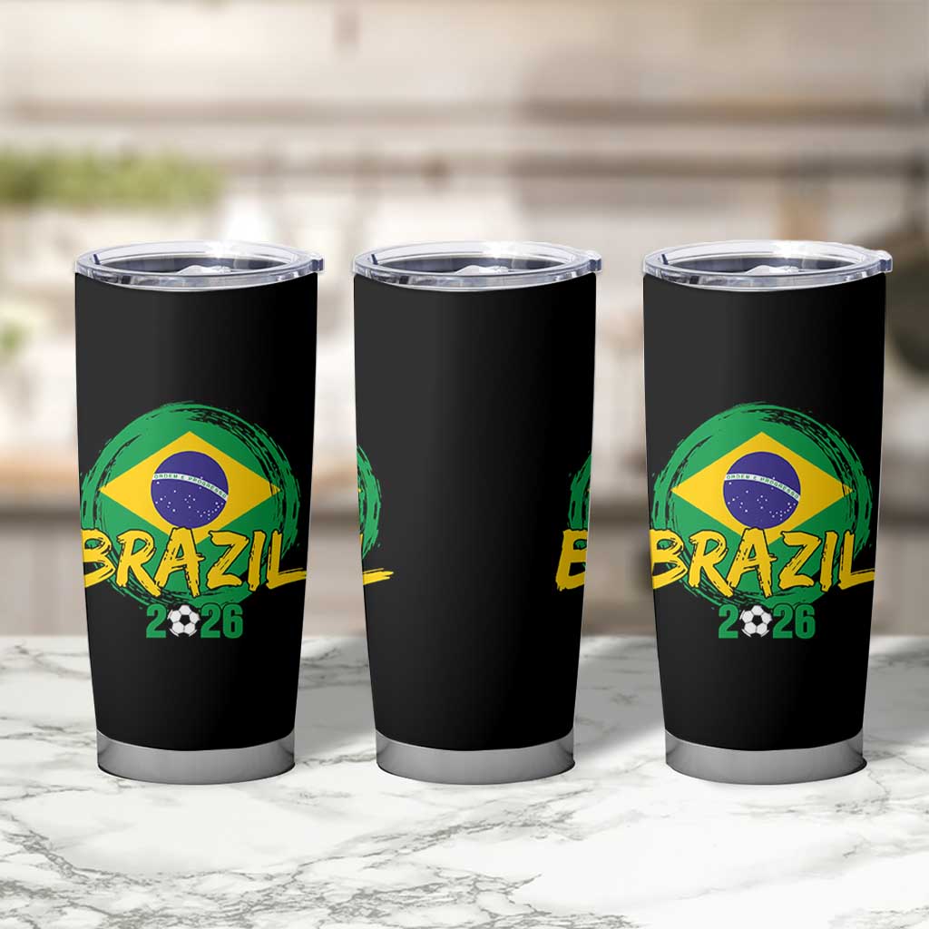 Brazil Soccer Fan Brasil Flag Tumbler Cup Brazilian Football Game Day Supporter