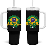 Brazil Soccer Fan Brasil Flag Tumbler With Handle Brazilian Football Game Day Supporter