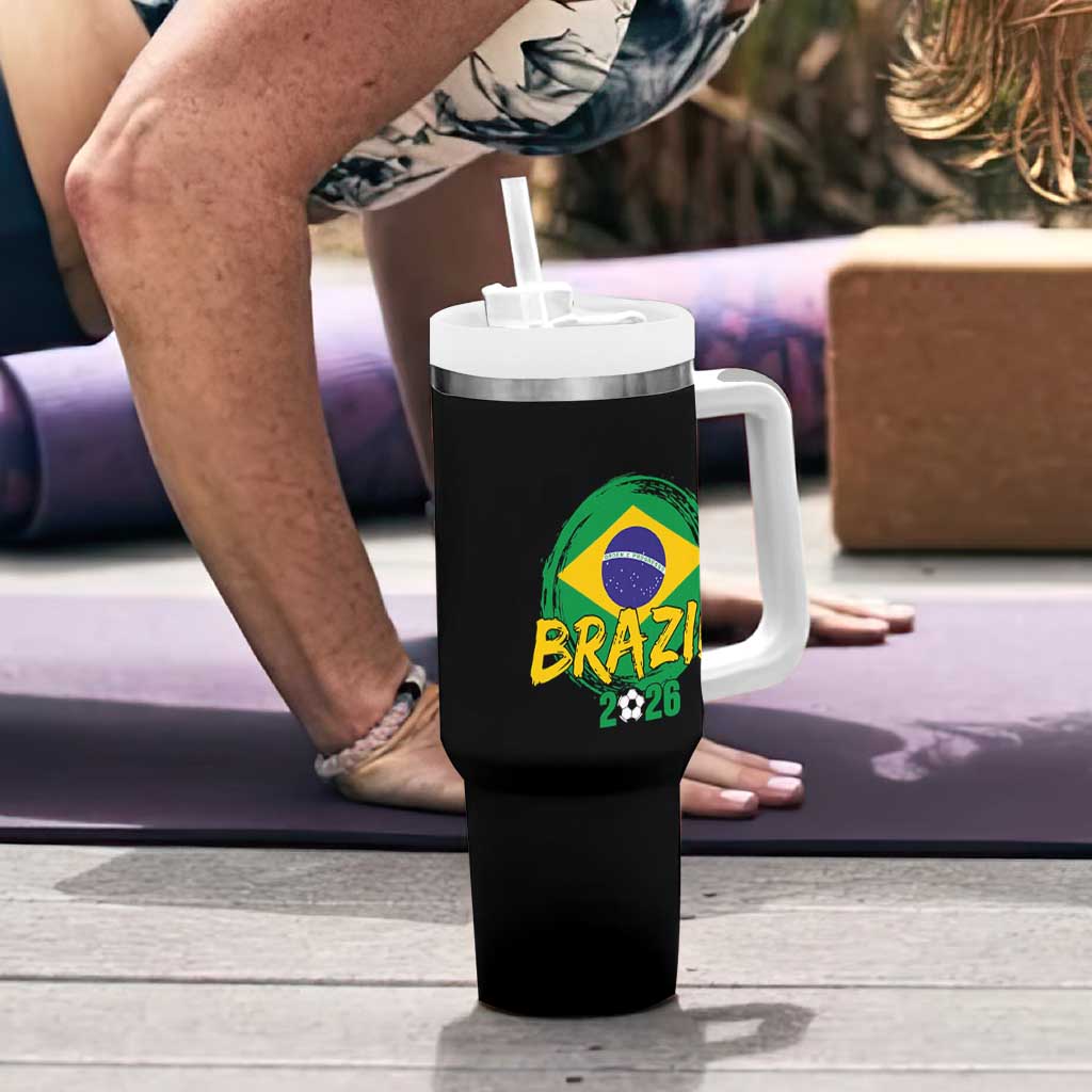 Brazil Soccer Fan Brasil Flag Tumbler With Handle Brazilian Football Game Day Supporter
