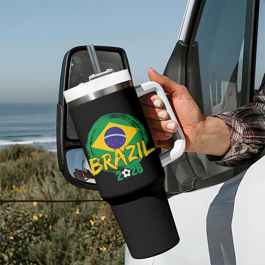 Brazil Soccer Fan Brasil Flag Tumbler With Handle Brazilian Football Game Day Supporter
