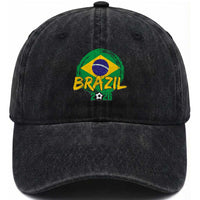 Brazil Soccer Fan Brasil Flag Washed Cotton Baseball Cap Brazilian Football Game Day Supporter