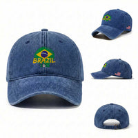 Brazil Soccer Fan Brasil Flag Washed Cotton Baseball Cap Brazilian Football Game Day Supporter