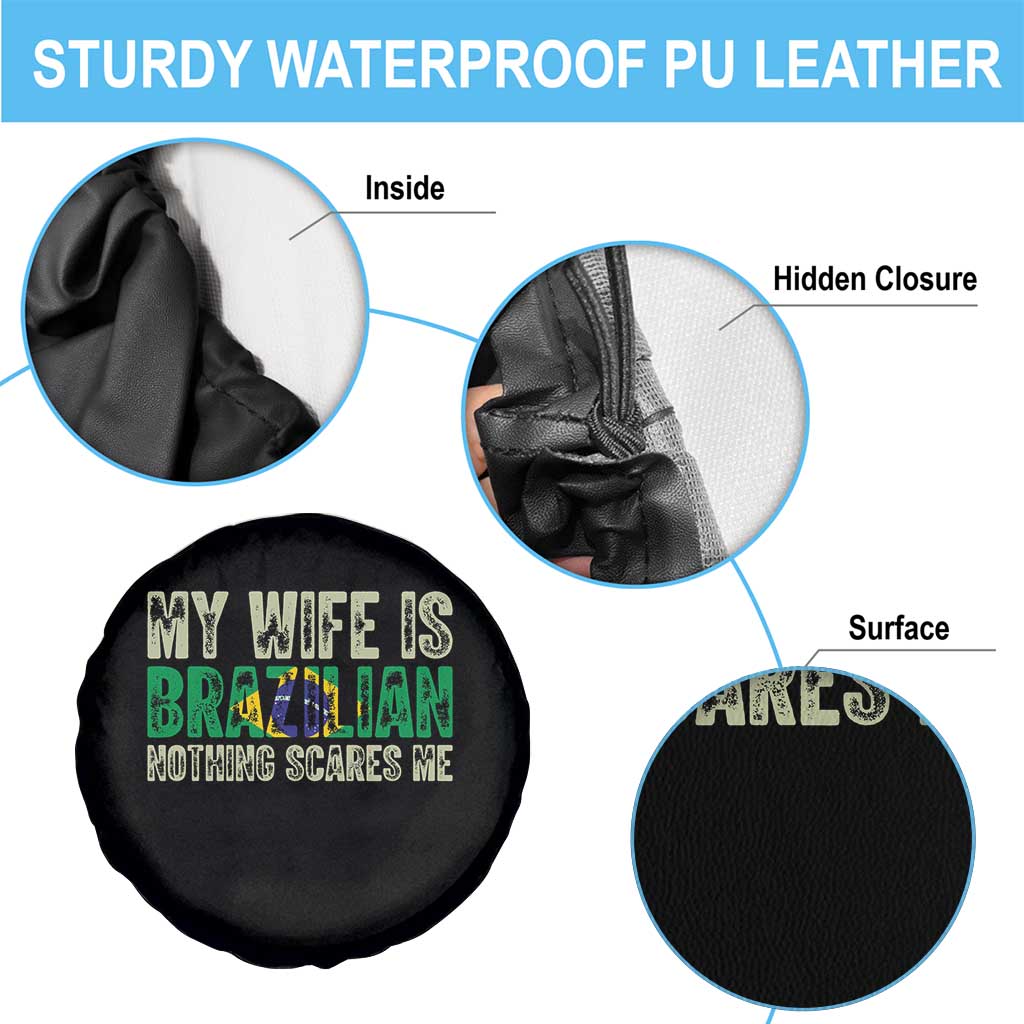 My Wife is Brazilian Nothing Scares Me Spare Tire Cover Funny Husband Brazil Pride Flag