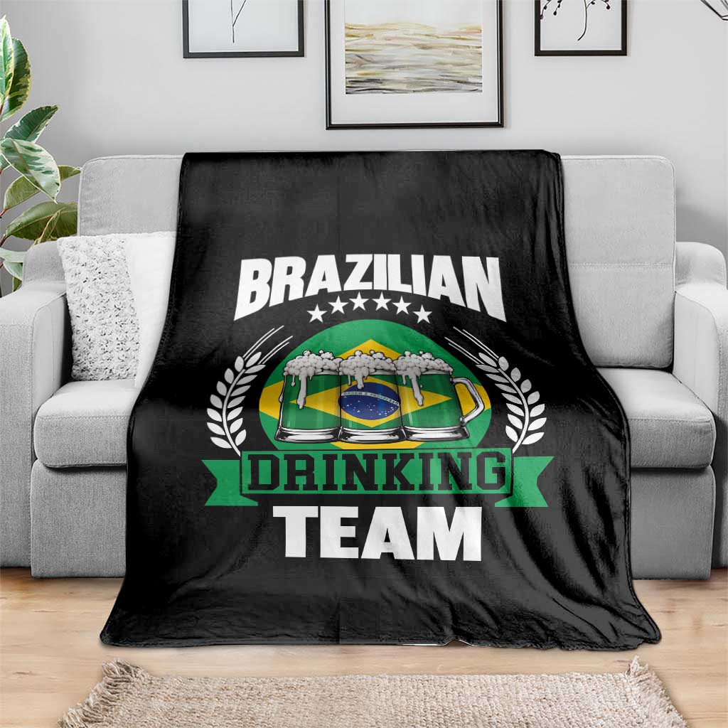 Brazil Drinking Team Throw Blanket Funny Brazilian Flag Beer Party Gift