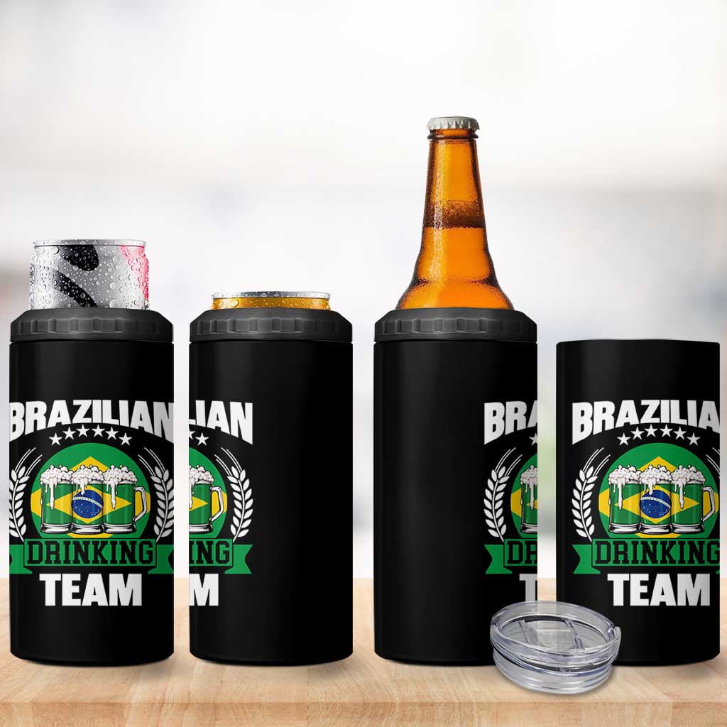 Brazil Drinking Team 4 in 1 Can Cooler Tumbler Funny Brazilian Flag Beer Party Gift