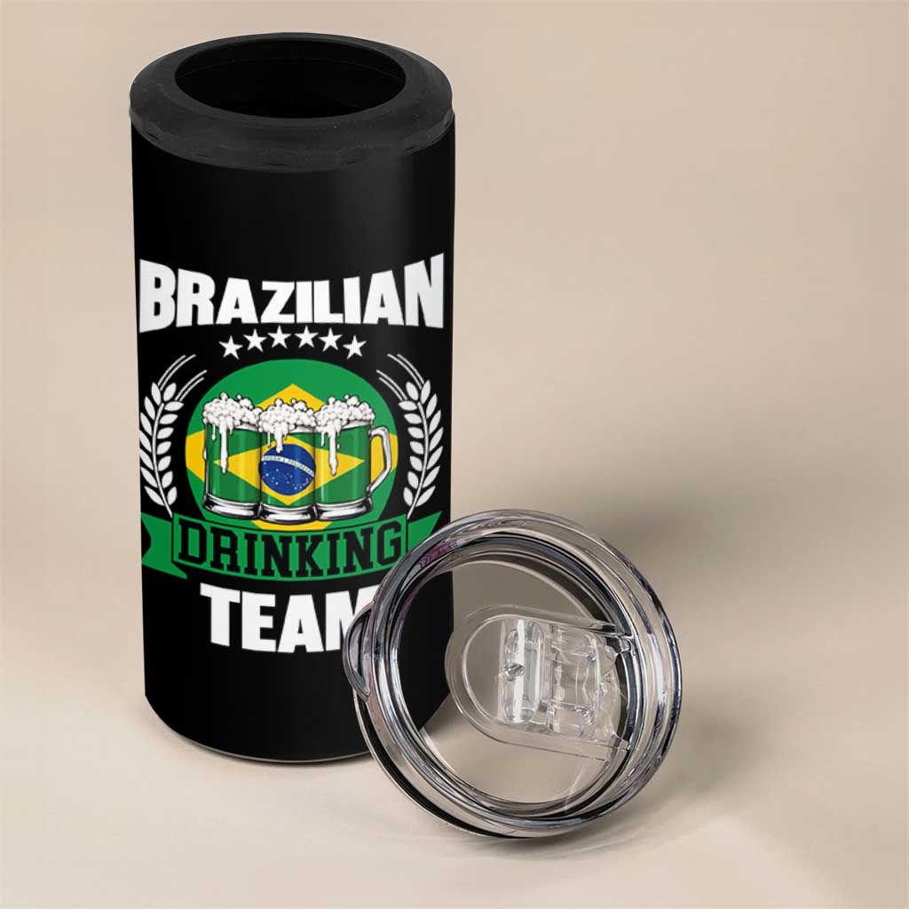 Brazil Drinking Team 4 in 1 Can Cooler Tumbler Funny Brazilian Flag Beer Party Gift