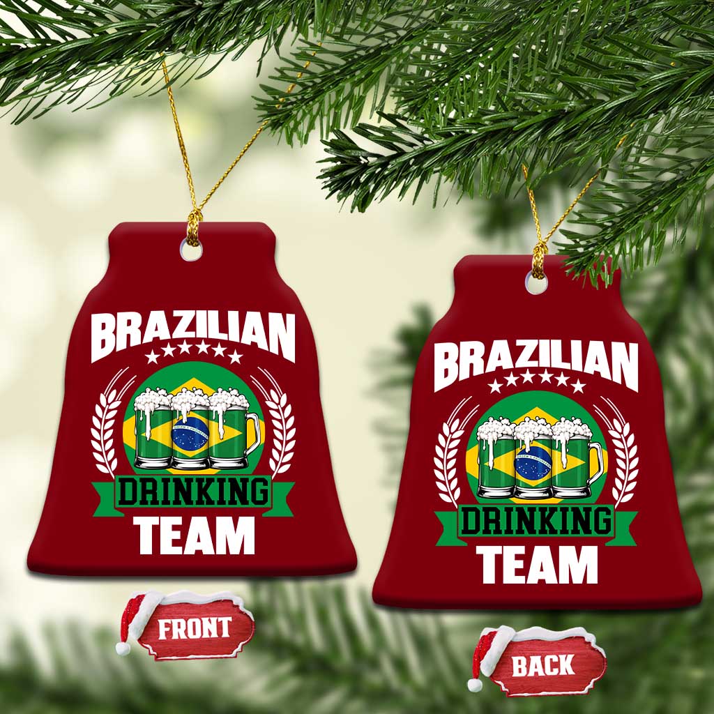 Brazil Drinking Team Ceramic Ornament Funny Brazilian Flag Beer Party Gift
