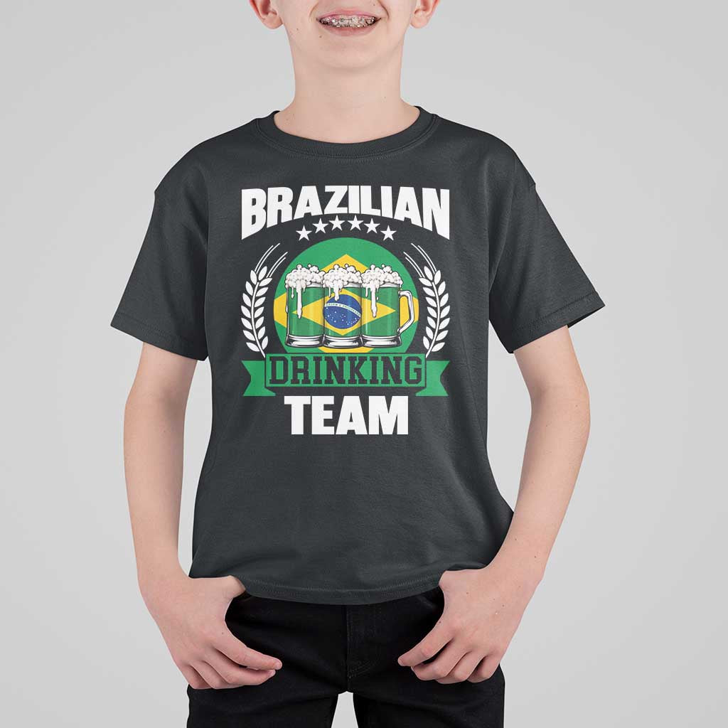 Brazil Drinking Team T Shirt For Kid Funny Brazilian Flag Beer Party Gift