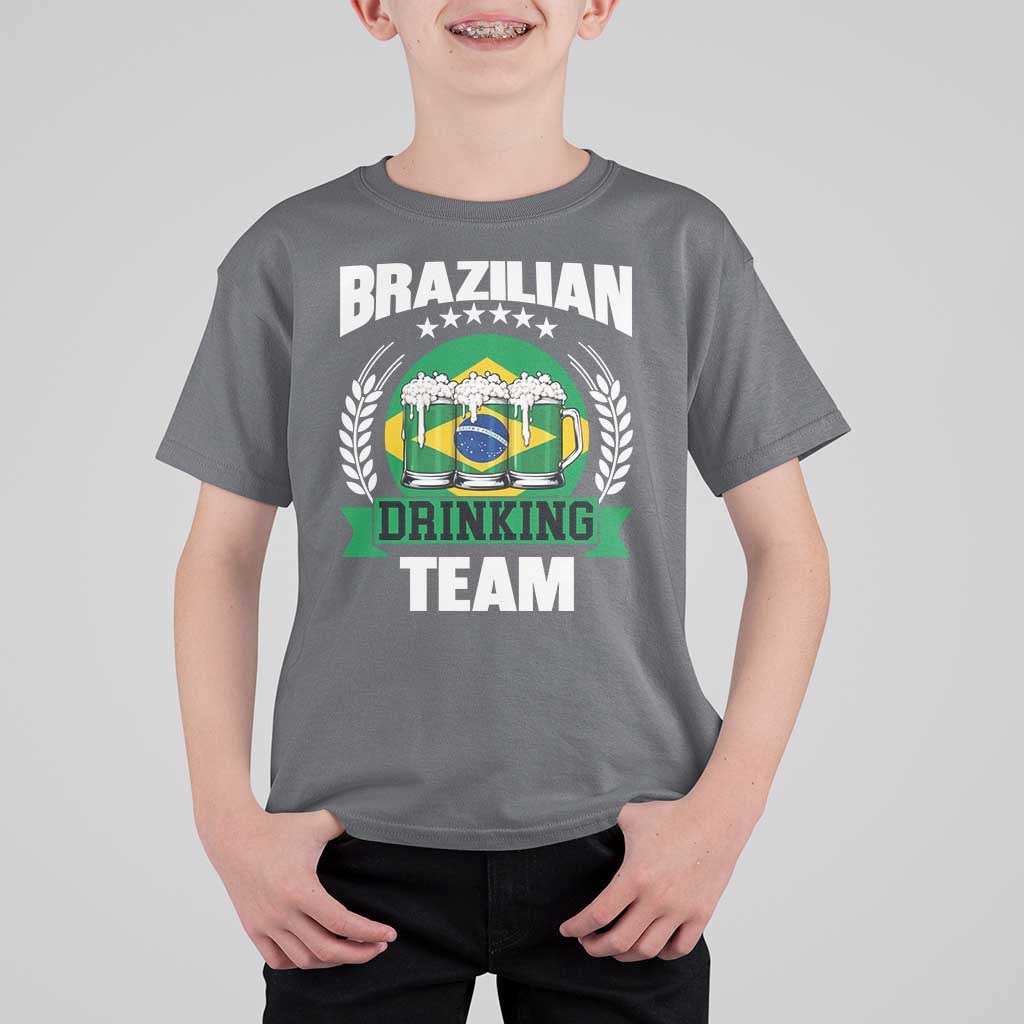 Brazil Drinking Team T Shirt For Kid Funny Brazilian Flag Beer Party Gift