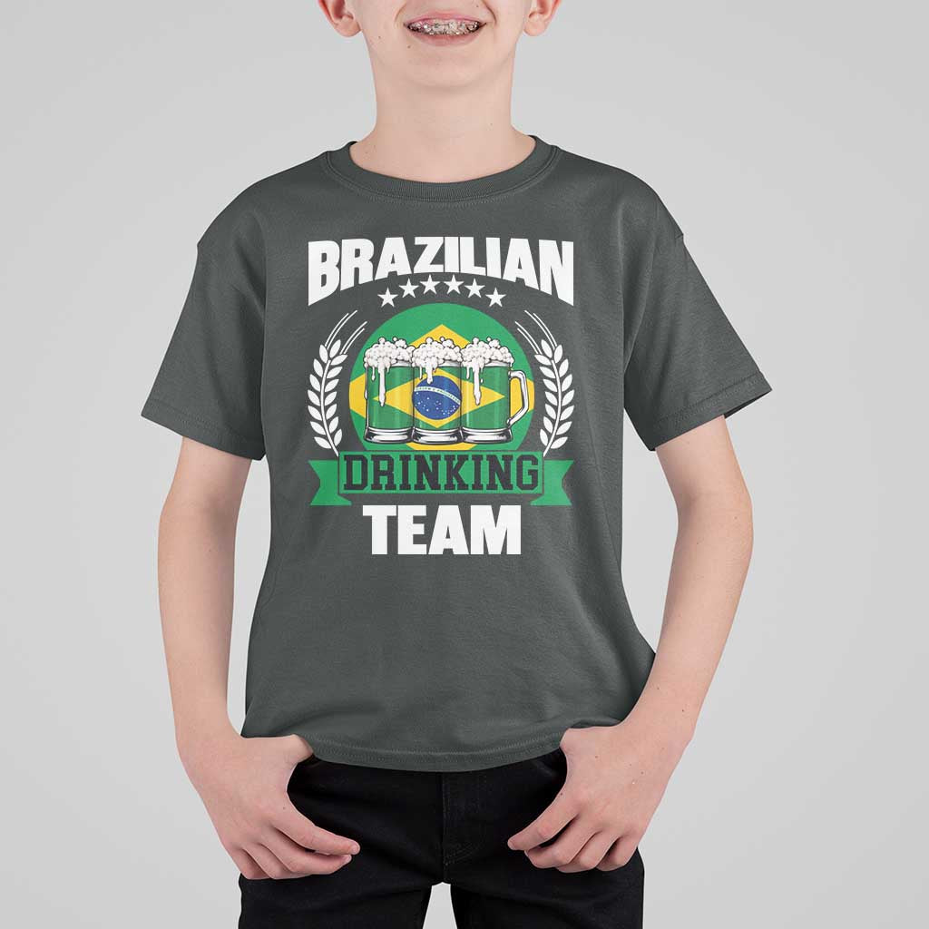 Brazil Drinking Team T Shirt For Kid Funny Brazilian Flag Beer Party Gift