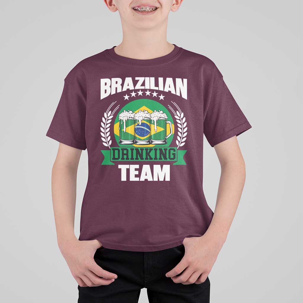 Brazil Drinking Team T Shirt For Kid Funny Brazilian Flag Beer Party Gift