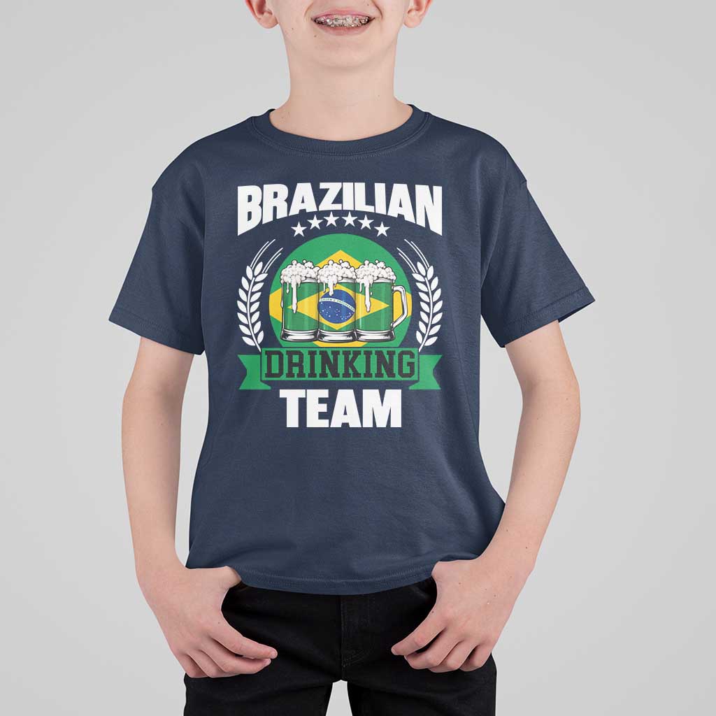 Brazil Drinking Team T Shirt For Kid Funny Brazilian Flag Beer Party Gift
