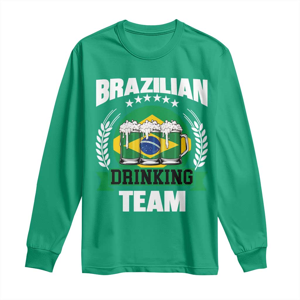 Brazil Drinking Team Long Sleeve Shirt Funny Brazilian Flag Beer Party Gift