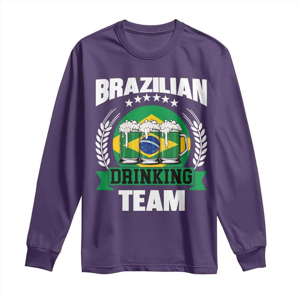 Brazil Drinking Team Long Sleeve Shirt Funny Brazilian Flag Beer Party Gift