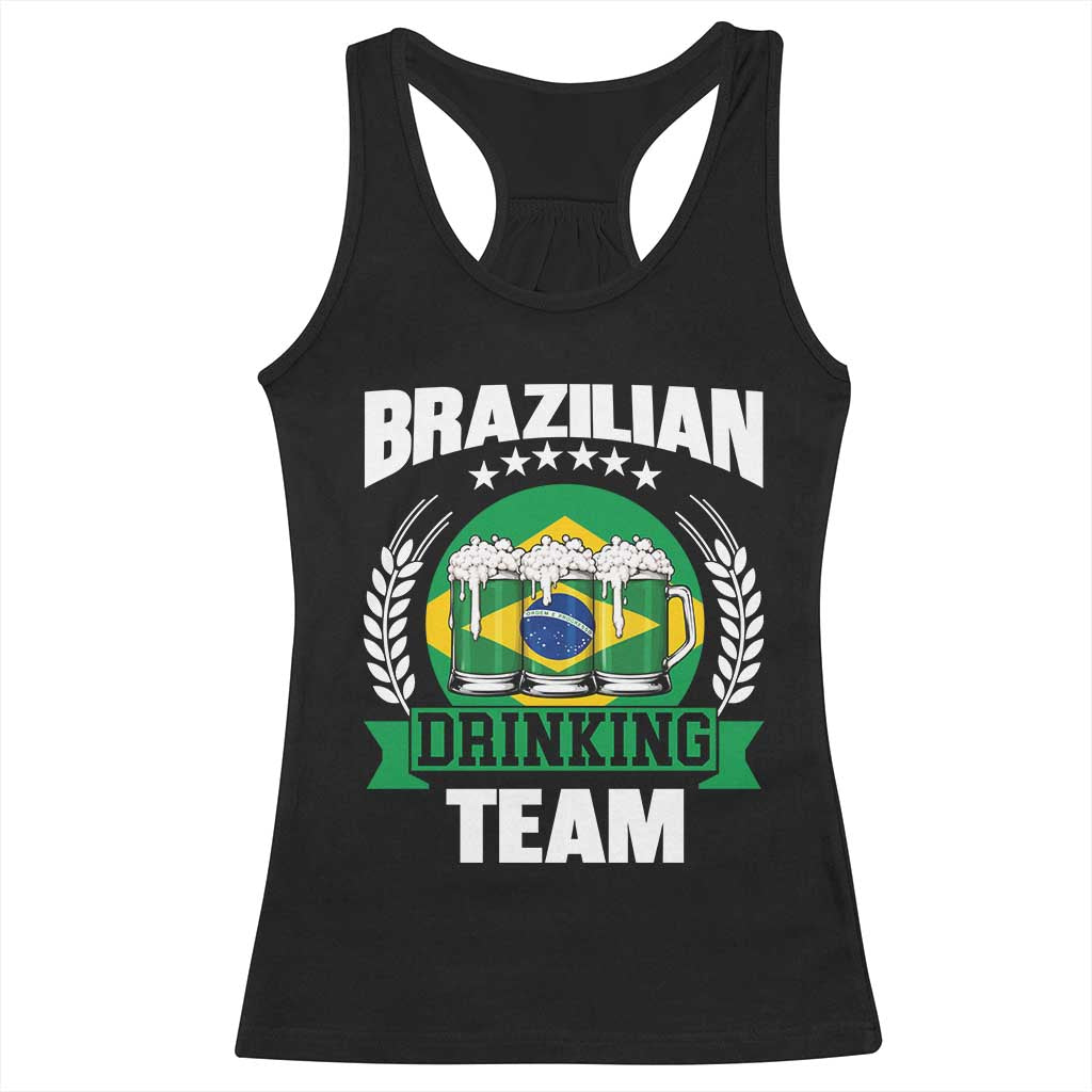 Brazil Drinking Team Racerback Tank Top Funny Brazilian Flag Beer Party Gift
