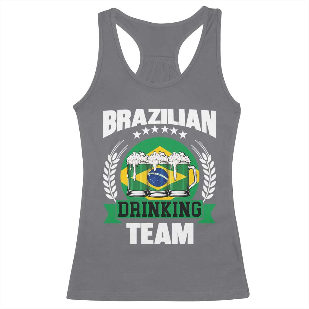 Brazil Drinking Team Racerback Tank Top Funny Brazilian Flag Beer Party Gift