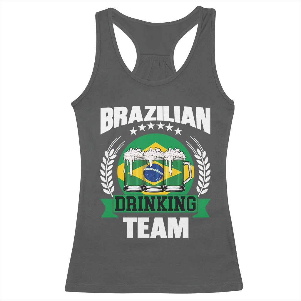 Brazil Drinking Team Racerback Tank Top Funny Brazilian Flag Beer Party Gift