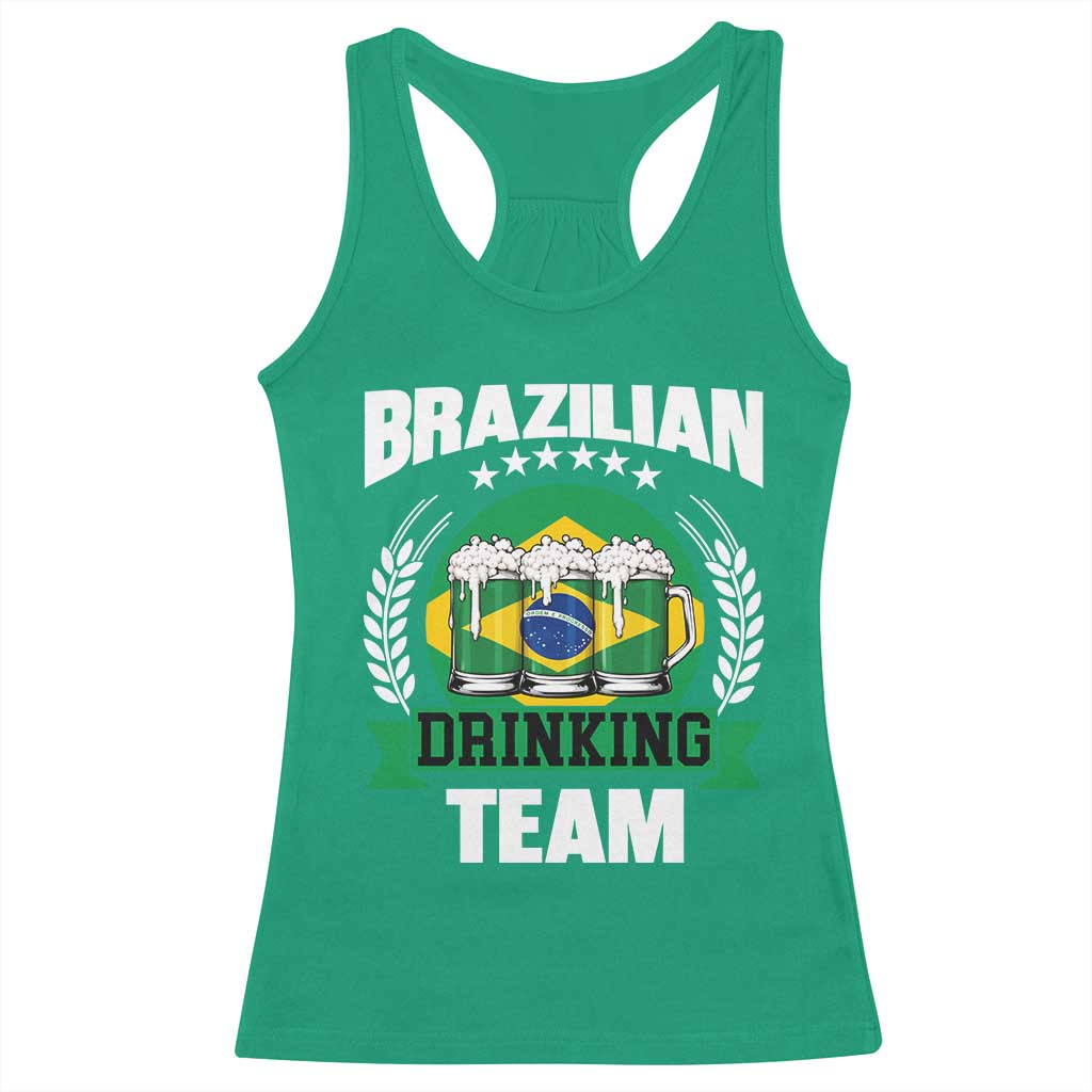 Brazil Drinking Team Racerback Tank Top Funny Brazilian Flag Beer Party Gift