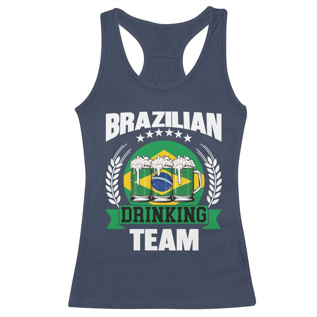 Brazil Drinking Team Racerback Tank Top Funny Brazilian Flag Beer Party Gift