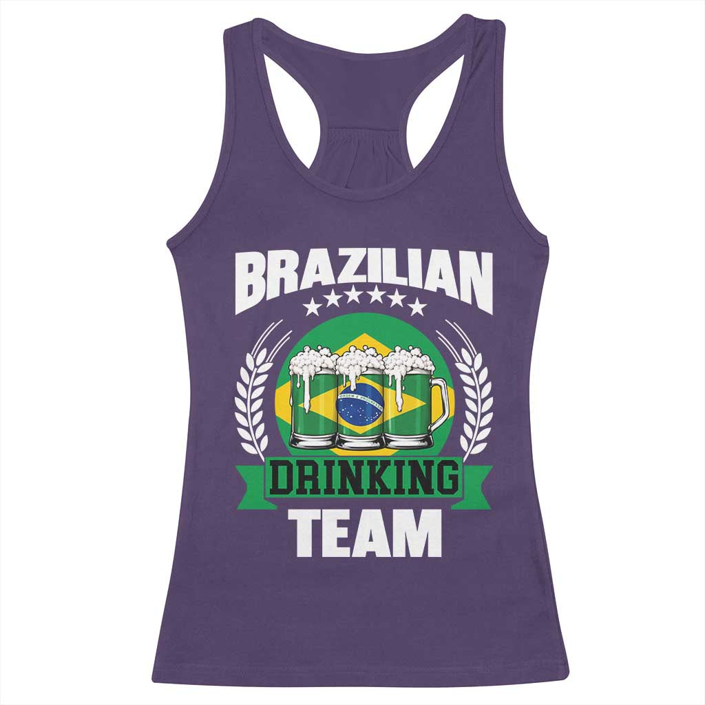 Brazil Drinking Team Racerback Tank Top Funny Brazilian Flag Beer Party Gift