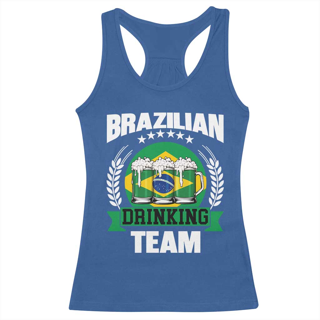 Brazil Drinking Team Racerback Tank Top Funny Brazilian Flag Beer Party Gift