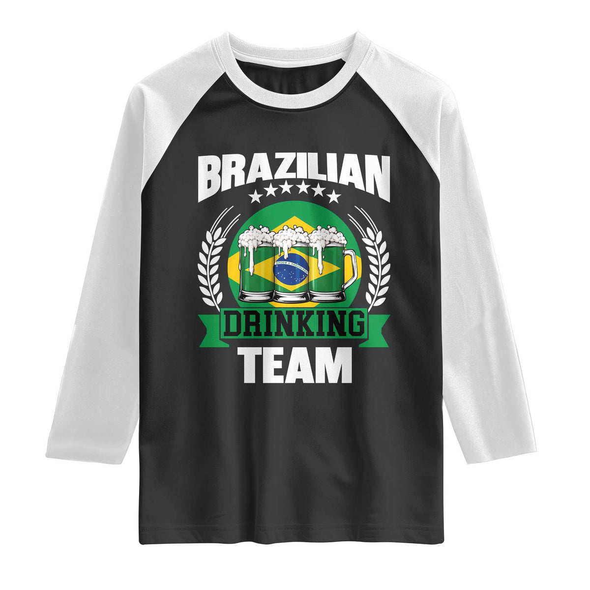 Brazil Drinking Team Raglan Shirt Funny Brazilian Flag Beer Party Gift