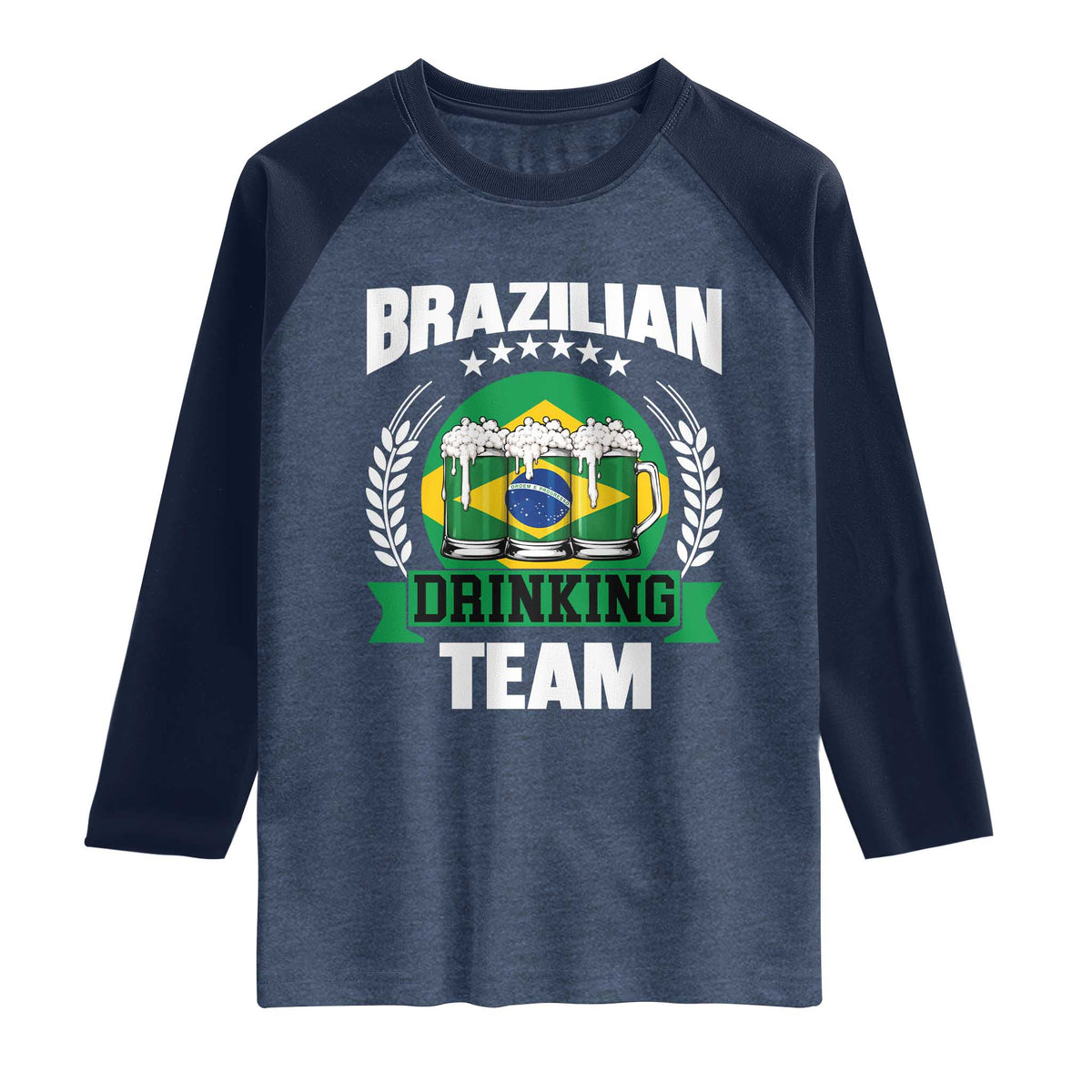 Brazil Drinking Team Raglan Shirt Funny Brazilian Flag Beer Party Gift