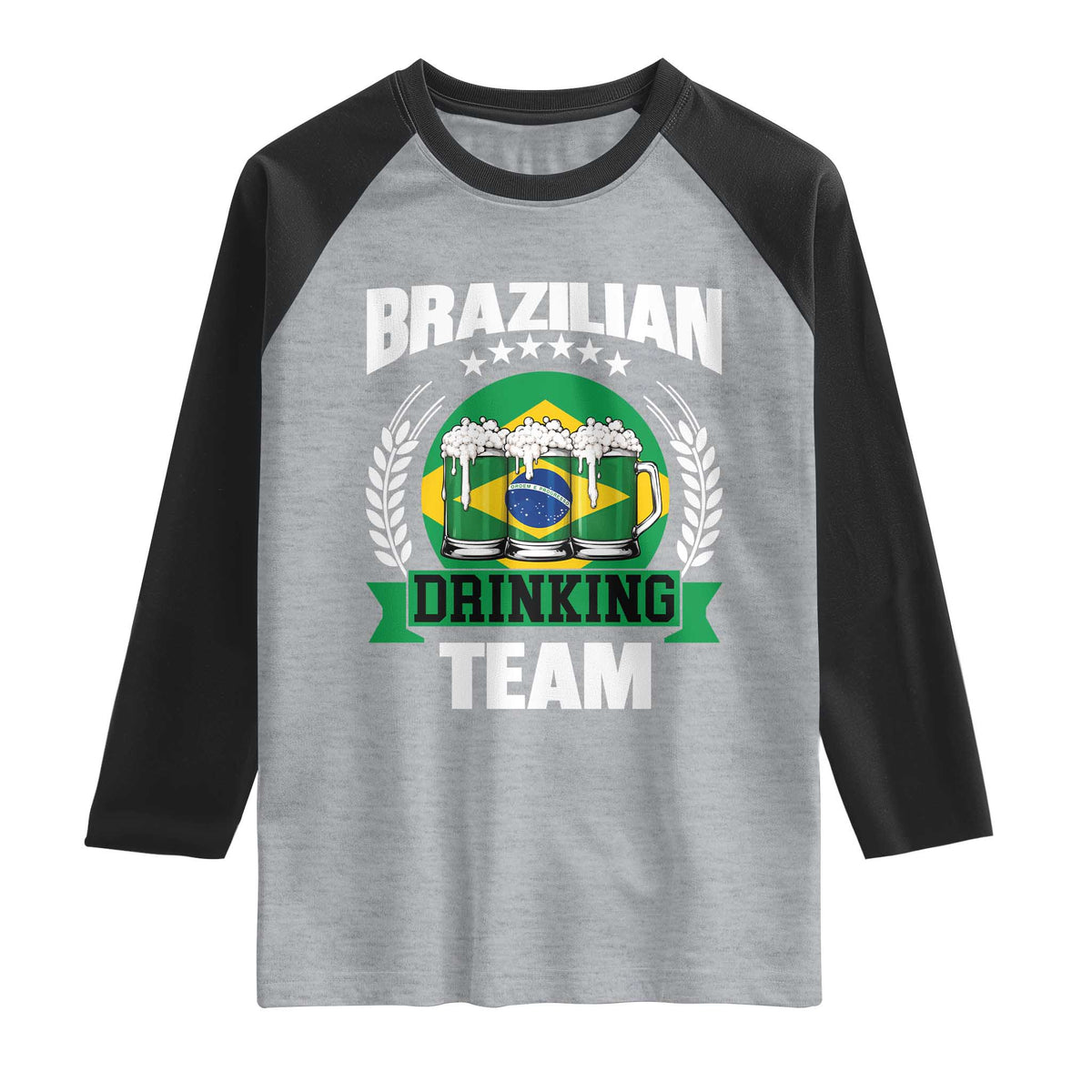 Brazil Drinking Team Raglan Shirt Funny Brazilian Flag Beer Party Gift